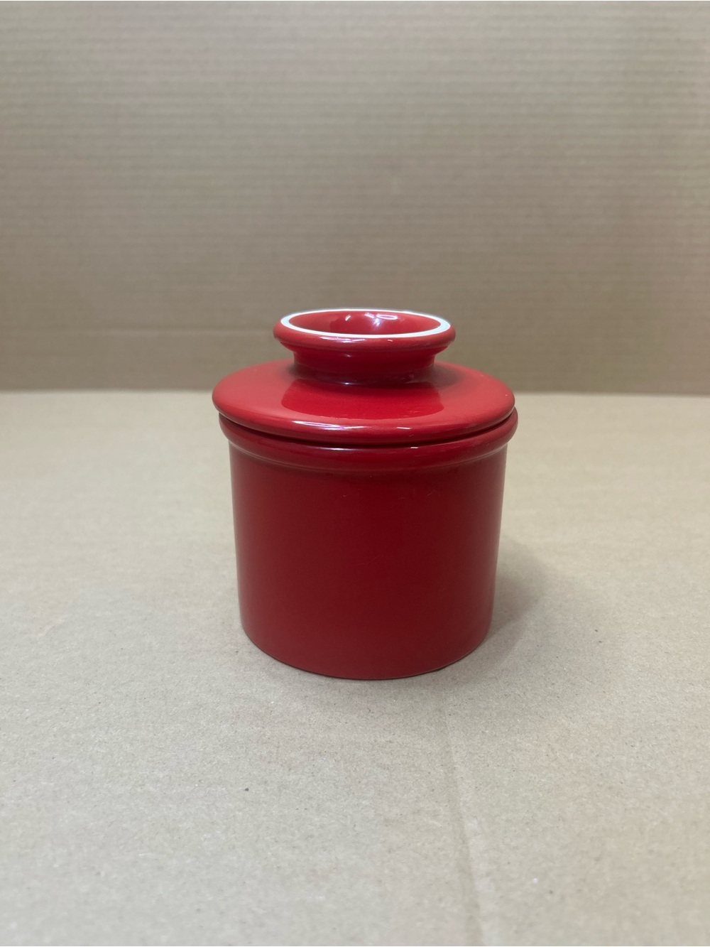 Red Ceramic Butter-Bell Canister